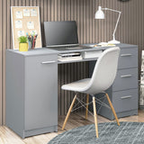 Computer Desk with 3 Drawers, 1 Door and 1 Storage Shelf, Wood Writing Home Office Workstation,