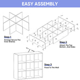 9 Cube Storage Organizer Wooden Display Shelf W/ 5 Removable Back Panels, Customizable Bookcase Bookshelf for Home, Office, Bedroom and Living Room (White)