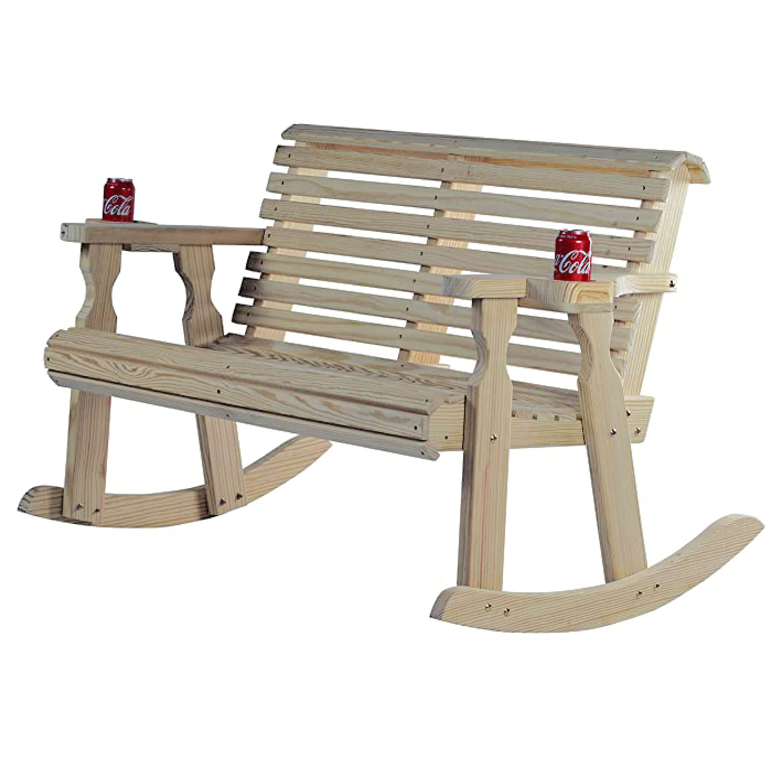 Heavy Duty 800 Lb Roll Back Pressure Treated Double Rocker with Cupholders (Unfinished)