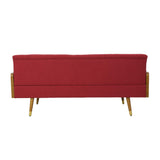 GDFStudio Christopher Knight Home Aidan Mid Century Modern Tufted Fabric Sofa, Red