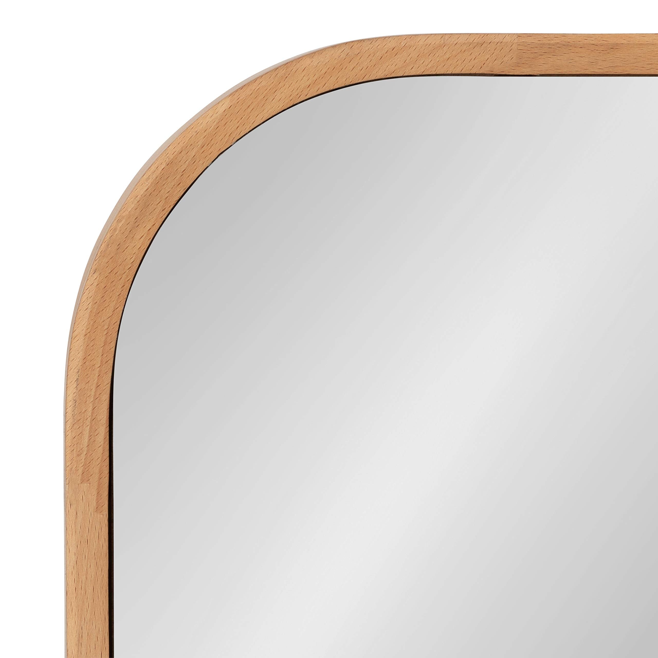 Nordlund Modern Full-Length Arched Panel Wall Mirror, 16 x 48, Light Natural Wood, Decorative Full Body Mirror for Wall
