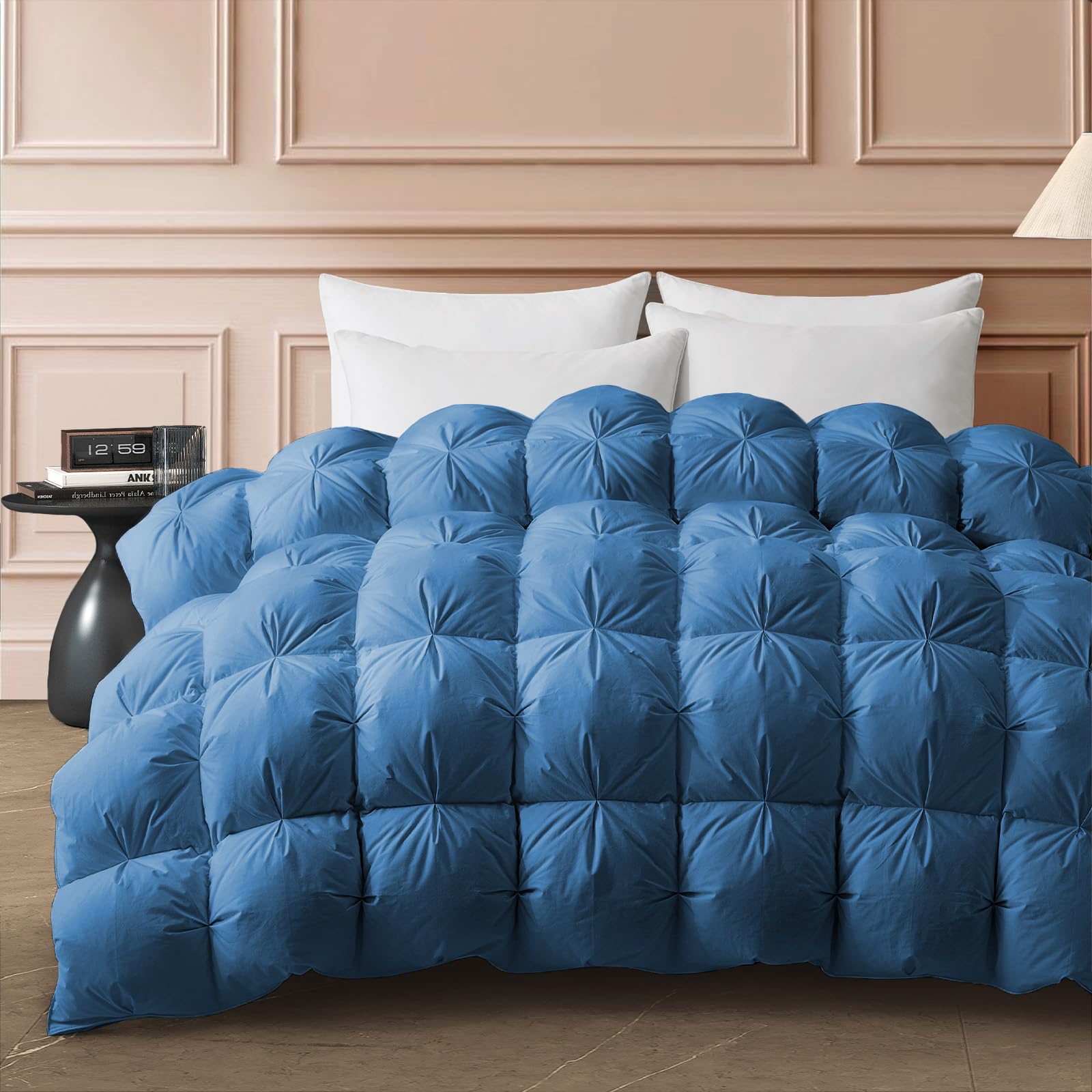 Pinch Pleat Goose Down Comforter Queen Size Duvet Insert Soft