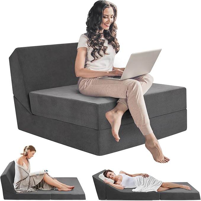 Folding Sofa Bed 3 in 1 Convertible Futon Sofa Bed Foldable Couch Foam Floor Couch