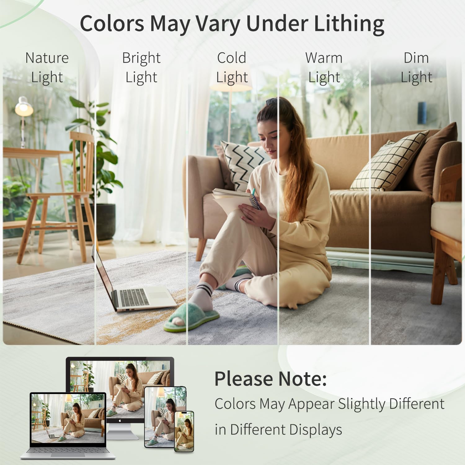 Enkor Area Rugs 9x12 Washable Non Slip Abstract Soft Rugs for Living Room Bedroom, Modern Mat for Kitchen Entryway Brown & White