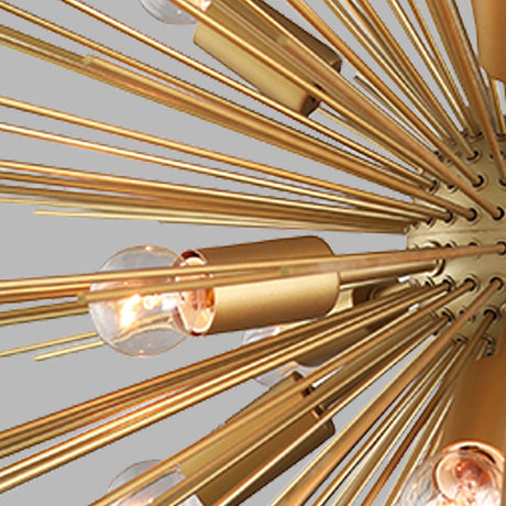 12-Light Gold Sputnik Chandelier 24in Mid-Century Sputnik Light Fixture