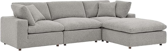 Modway Commix Down-Filled Overstuffed Vegan Leather 4-Piece Sectional Sofa