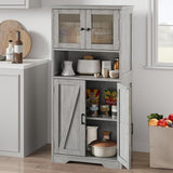 Bathroom Cabinet, 50.4" Storage Cabinet with Glass Doors and Adjustable Shelves