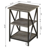 Tucson End Table with Shelves, Weathered Gray/Black