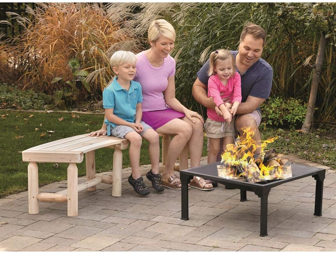 Curved Fire Pit Bench, Wood Log Bench Seat, Outdoor, Backyard, Rustic