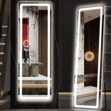 Full Length Mirror with Lights, 56" x 16" LED Floor Mirror, Full Body Dressing Standing Mirror
