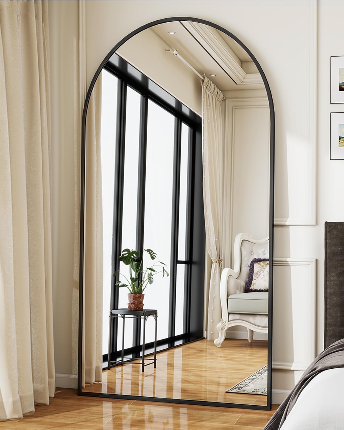 Arched Full Length Mirror, Black Large Floor Mirror