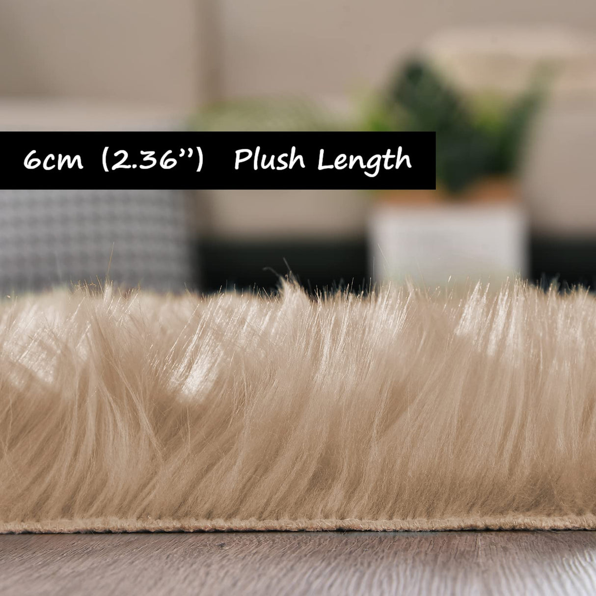 Goolela Area Rugs 8x10 Living Room Rugs Light Brown Beige Rug Washable Faux Fur Rug Fluffy Shag Rug Plush Rug Fuzzy Shaggy Rug for Large Bedroom Rug Home Decor Rectangle