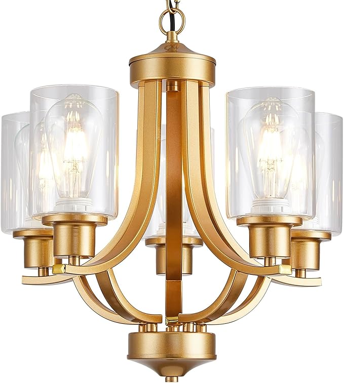 5-Light Dining Room Chandelier,Modern Small Chandeliers Black Rustic Metal