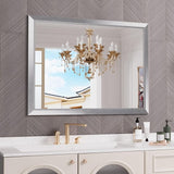 Black Bathroom Mirror, 60x28 Inch Thick Metal Framed Wall Mirrors for Over 2 Sinks,