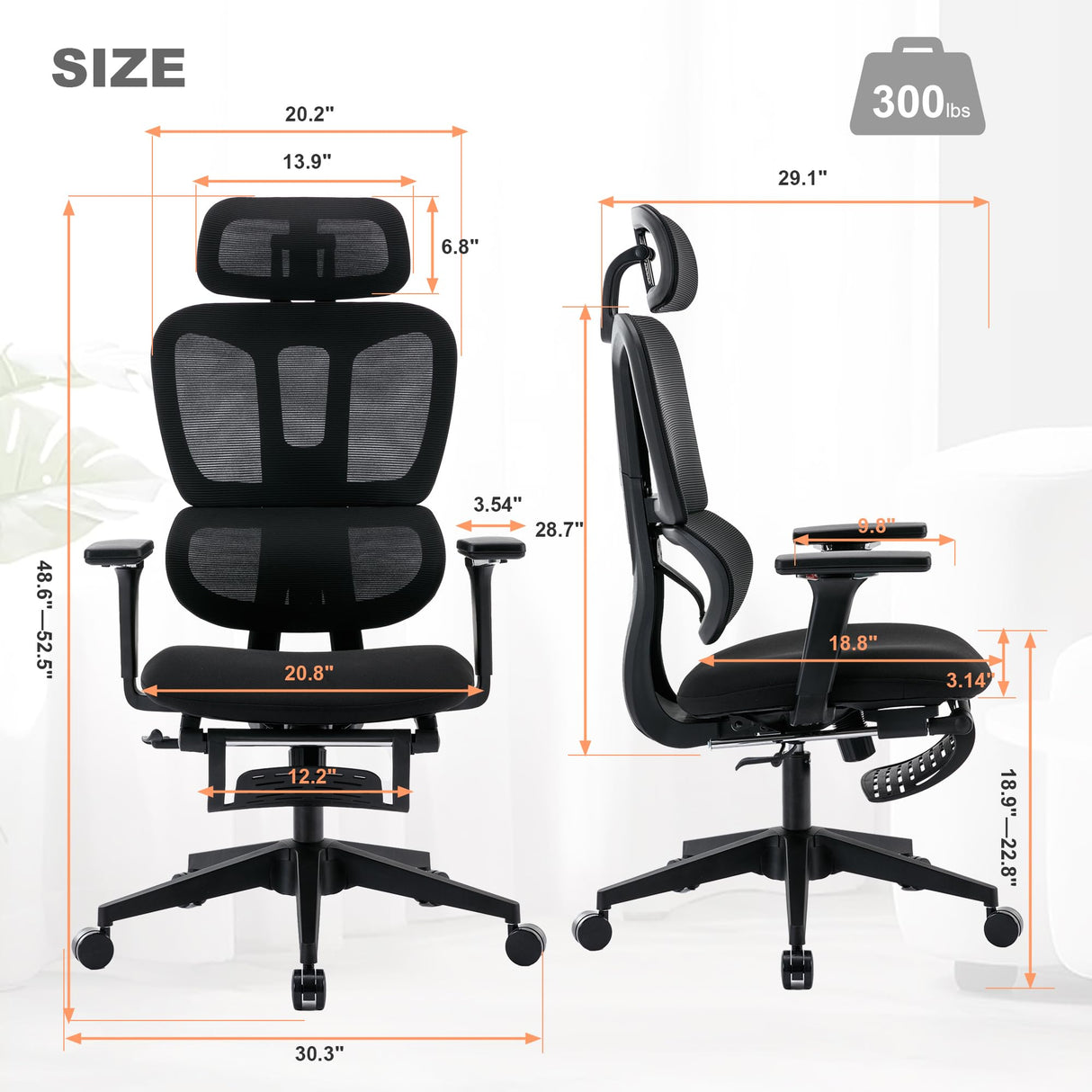 Office Chair with 4D Adjustable Armrest，High Back Desk Computer Chair