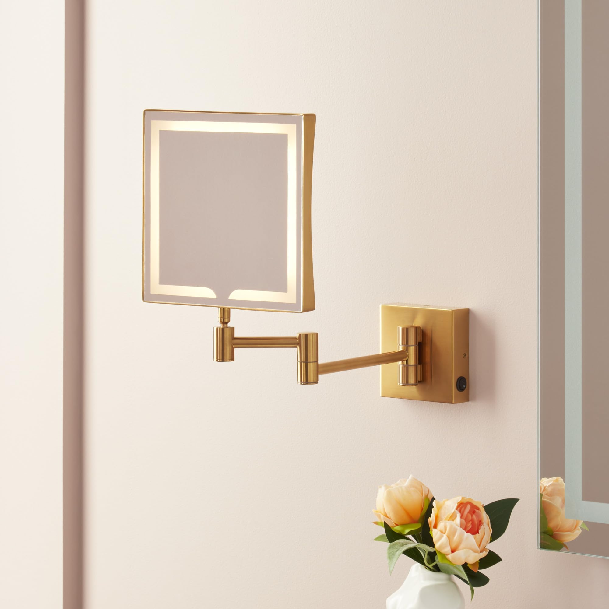 Norabel Modern Square Framed Bathroom Wall Mirror with Light 7-7/8" x 12-7/16"