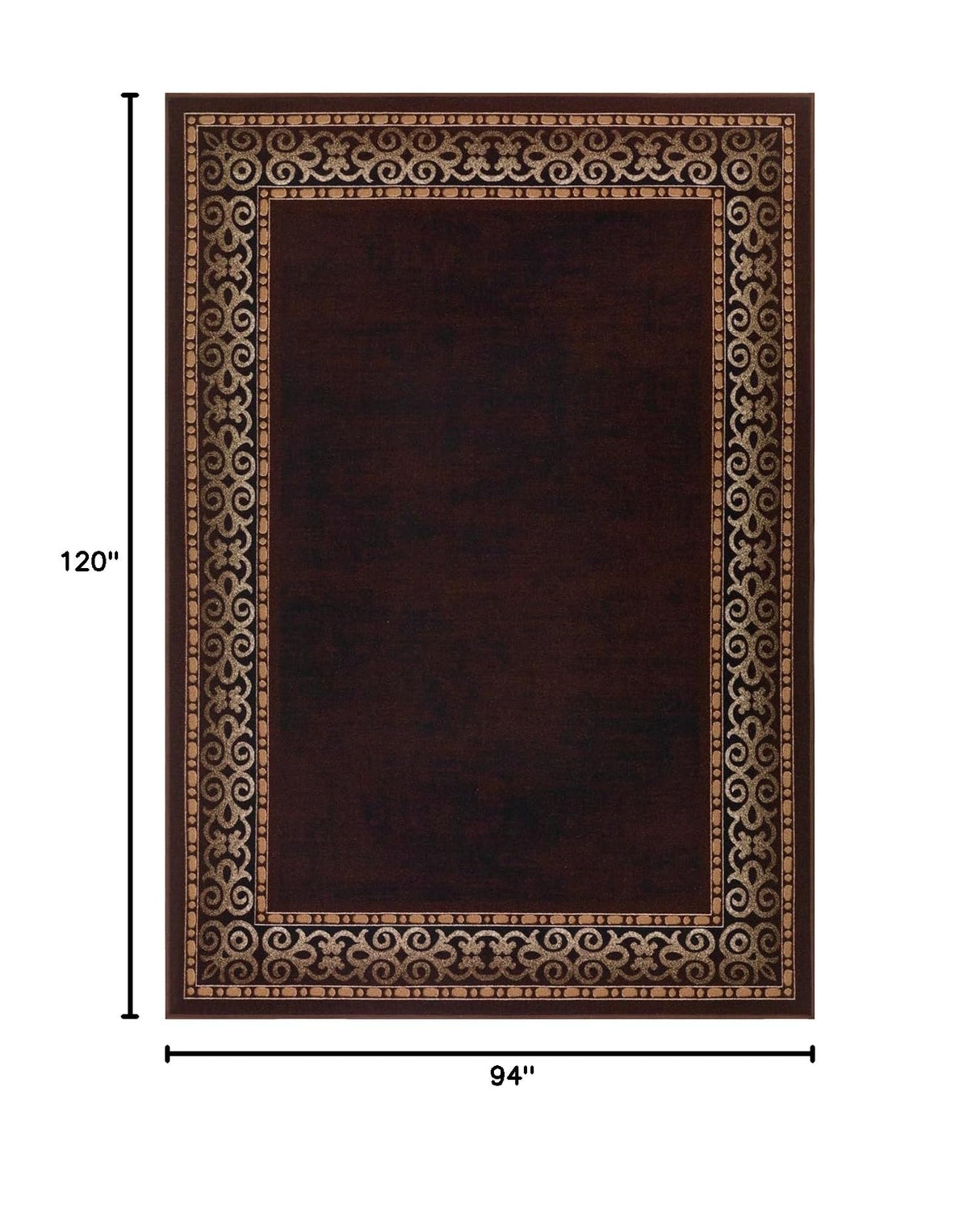 Antep Rugs Alfombras Bordered Modern 8x10 Non-Slip (Non-Skid) Low Pile Rubber Backing Indoor Area Rug (Brown, 7'10" x 10')