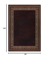 Antep Rugs Alfombras Bordered Modern 8x10 Non-Slip (Non-Skid) Low Pile Rubber Backing Indoor Area Rug (Brown, 7'10" x 10')