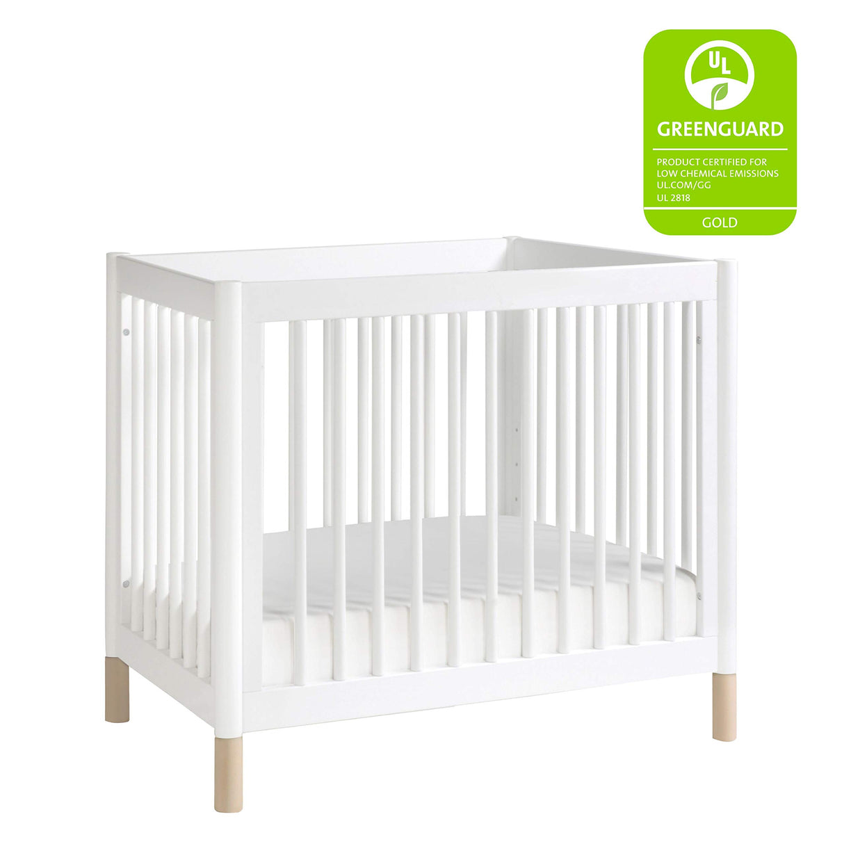 Gelato 4-in-1 Convertible Mini Crib in White and Washed Natural,