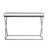 Nikita Modern Glam Console Table with Mirror Tabletop, Silver