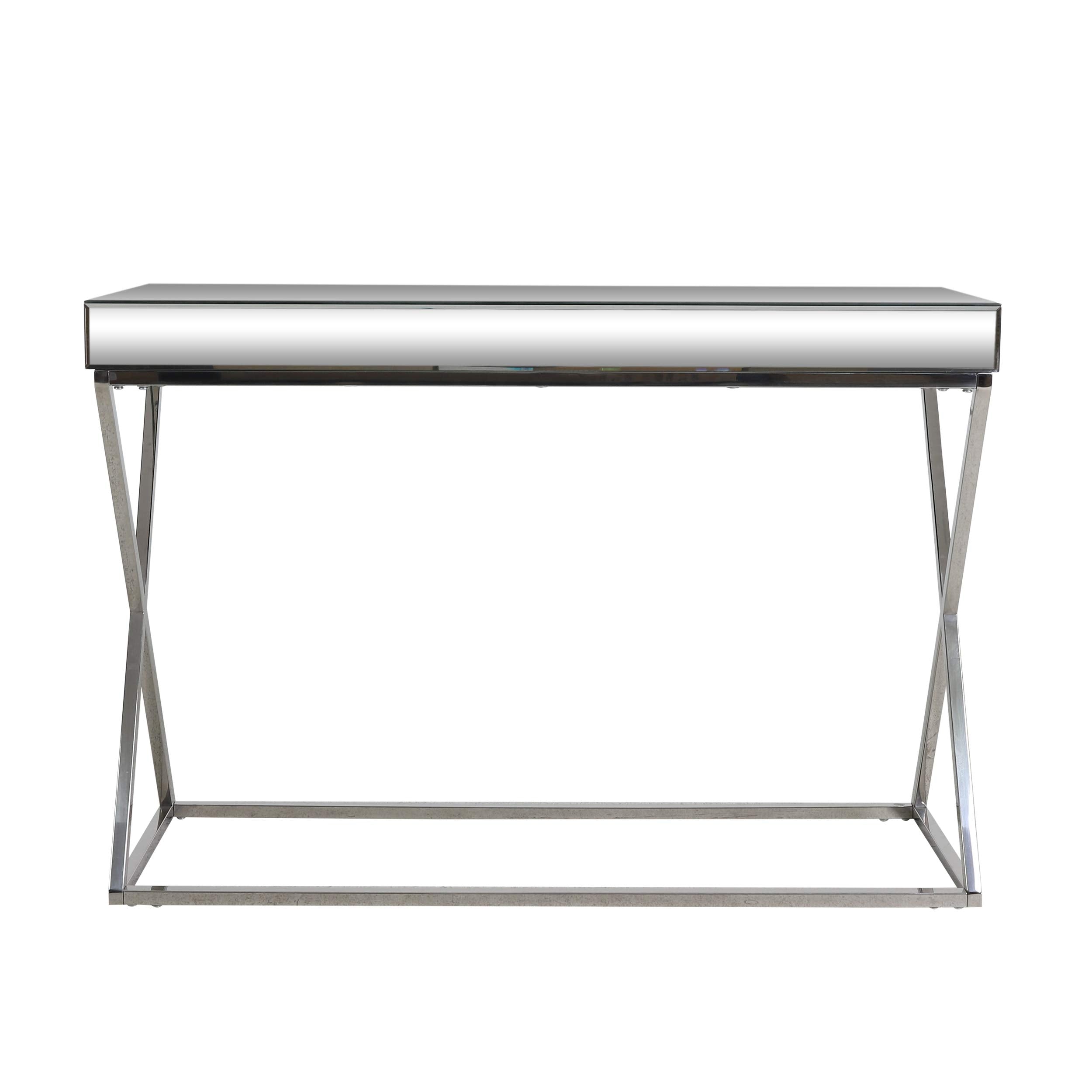 Nikita Modern Glam Console Table with Mirror Tabletop, Silver