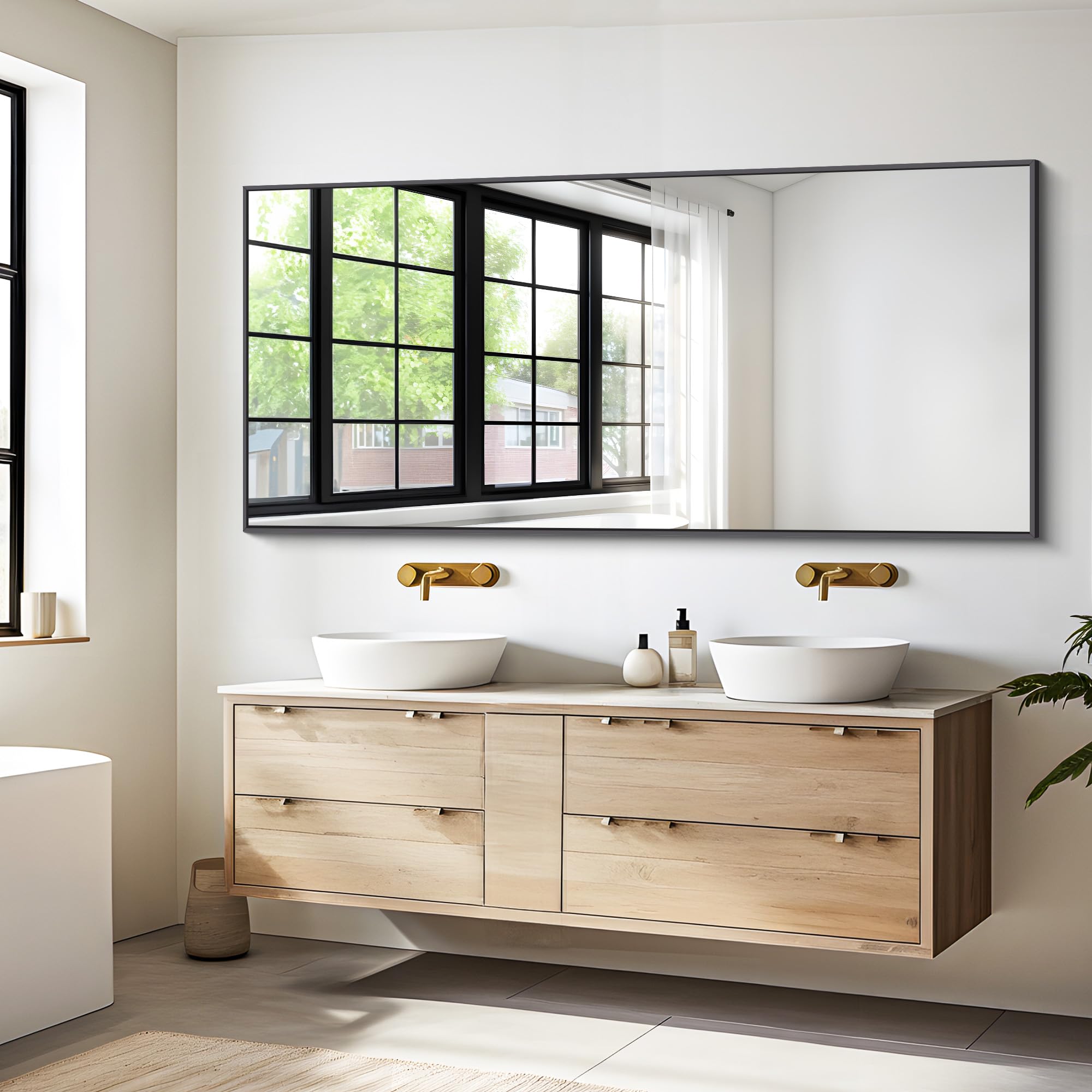 Black Bathroom Mirror for Wall,  Rectangle Mirrors