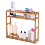 Bamboo Bathroom Shelf, 3-Tier Adjustable Plants Rack, Wall-Mounted