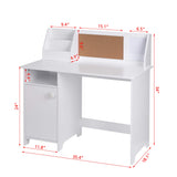 Study Desk with Storage, Wooden Children School Study Table with Hutch and Storage