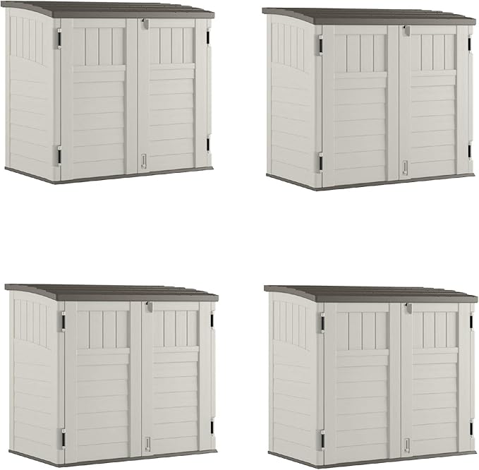 34 Cu Ft Capacity Horizontal Outdoor Storage Shed for Garbage Cans, Garden Accessories