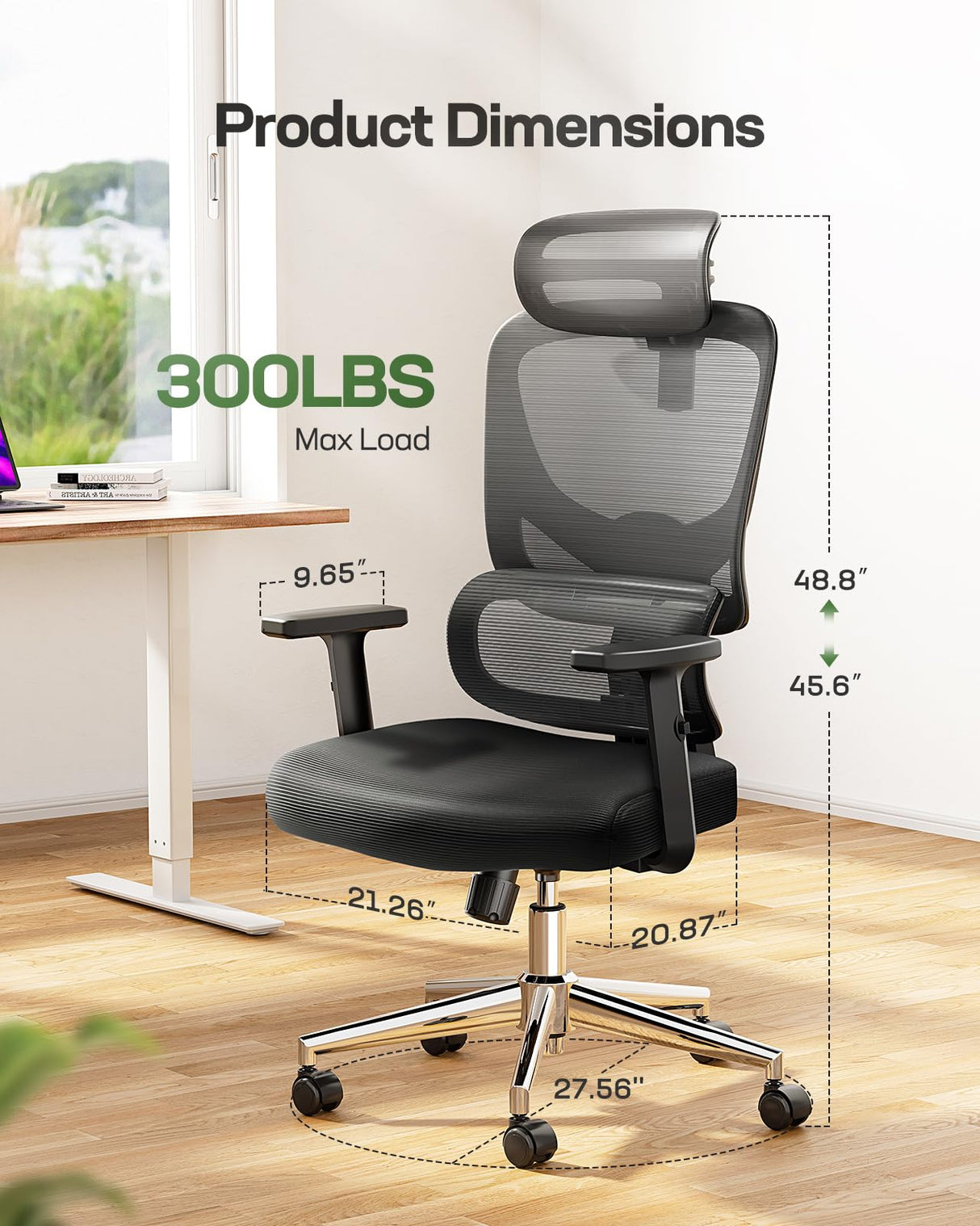 Ergonomic Office Chair with Adjustable Lumbar Support & Breathable Mesh
