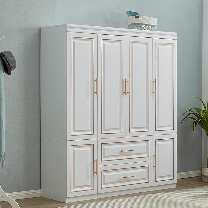 Closet with Doors Armoire Wardrobe Closets Wood Cabinet White Storage Closet