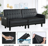 Futon Sofa Bed Couch and Sleeper Sofas for Living Room, Faux Leather Convertible