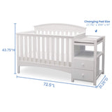 Abby Convertible Crib 'N' Changer, Bianca + Serta Perfect Slumber Dual Sided Recycled