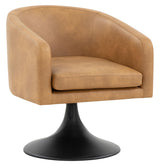 SAFAVIEH Couture Collection Gonzalez Mid-Century Modern Light Brown Faux Leather/Black Pedestal Chair