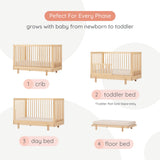 4-in-1 Convertible Crib to Toddler Bed and Floor Bed – Modern Wooden Crib