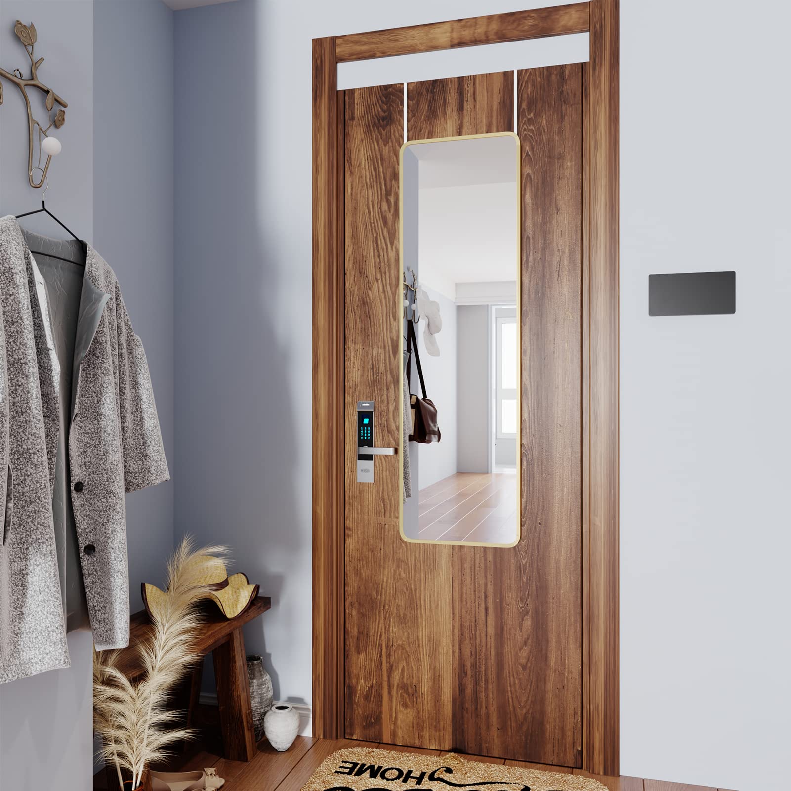 Gold Full Length Mirror Aluminum Framed, Modern Long Wall Mirror