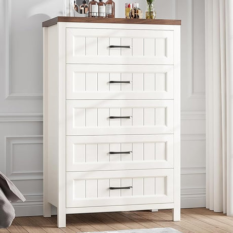 8 Drawer Dresser for Bedroom, Modern Dresser with Deep Drawers, Large White Dresser Farmhouse Wooden Double Dresser Chest of Drawers for Living Room, Hallway, Entryway (White, 8 Drawer)