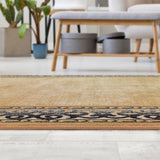 Antep Rugs Alfombras Bordered Modern 5x7 Non-Slip (Non-Skid) Low Pile Rubber Backing Indoor Area Rug (Gold Brown, 5' x 7')