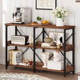 Rustic Console Table with Shelves, 3 Tier Sofa Table Behind Couch