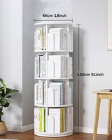 Rotating Bookshelf, 4 Tier 360° Revolving Bookcase Corner PVC Wood-Plastic Board