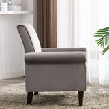 Accent Chair, Velvet Upholstered Armchair, Living Room Chair with Wooden Frame and Silver Rivet