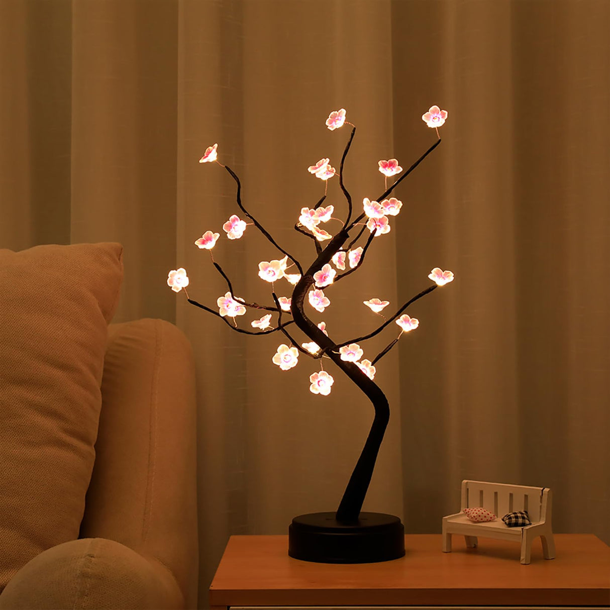 36 LED Cherry Blossom Sparkly Fairy Spirit Tree Lights, DIY Artificial Tree Battery/USB Oper