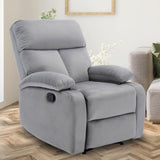 Manual Recliner Chair, Small Recliner Chairs for Adults with Overstuffed Back and Arms, Lazy Boy Recliner Chair, Velvet Reclining Chairs for Living Room, Bedroom, Home Theater, Gray