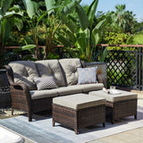 Patio Furniture 5 Pieces Outdoor Furniture Set Wicker Outdoor Sectional Couch with Patio