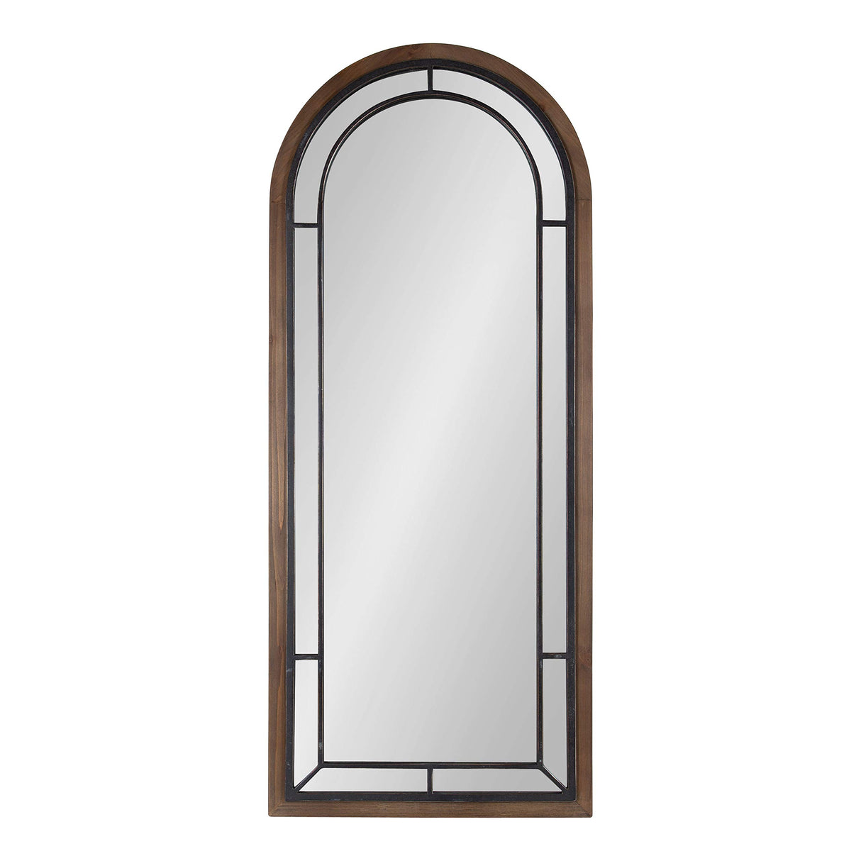 Audubon Farmhouse Wall Mirror, 20 x 48, Rustic Brown, Full Length Arched Mirror for Wall