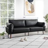 Black Upholstered Sofa, Faux Leather Sofa Couch, 72 Inch Black Couch for Living Room