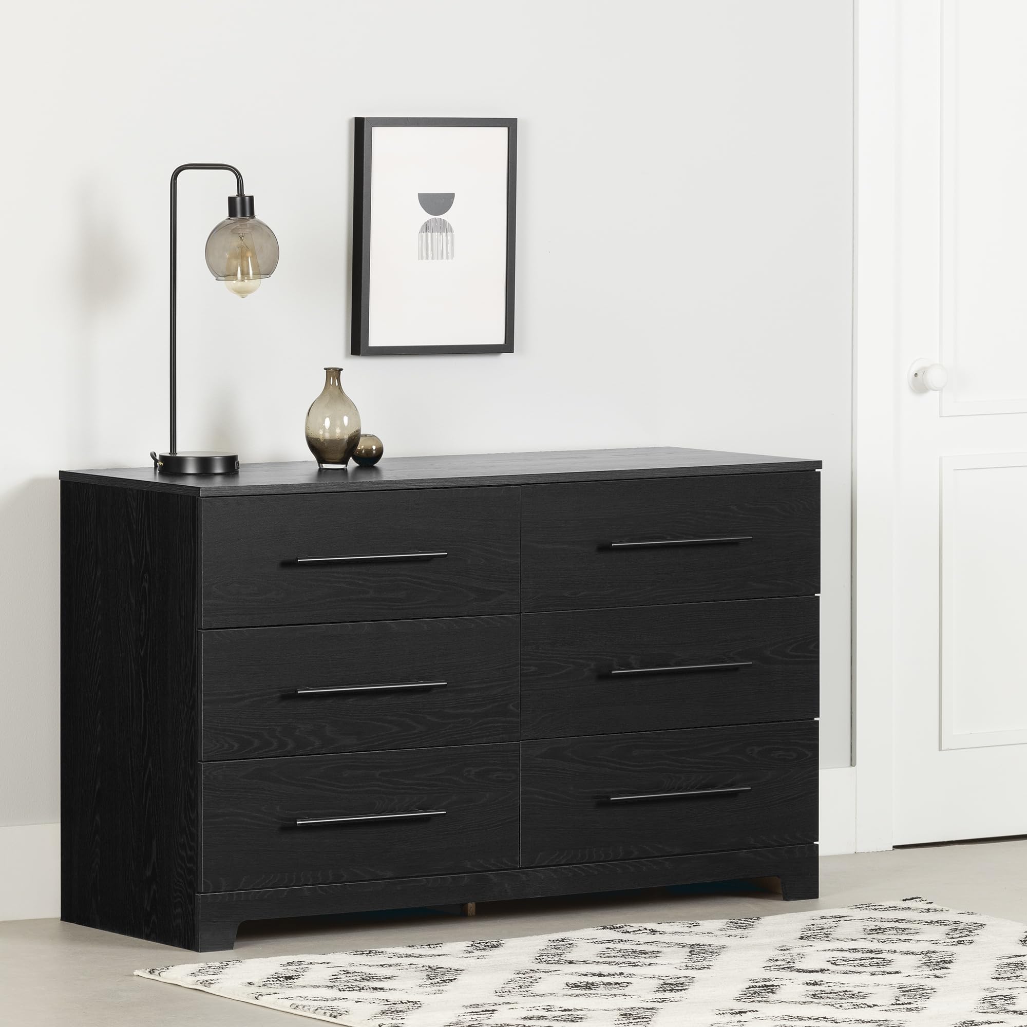 Primo 6-Drawer Double Dresser, Black Oak