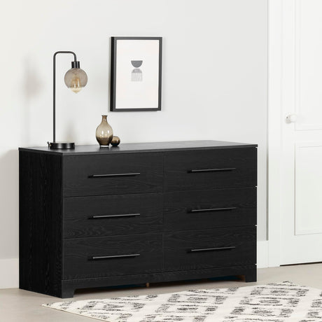 Primo 6-Drawer Double Dresser, Black Oak