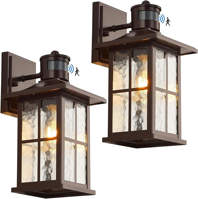 2 Pack Motion Sensor Outdoor Porch Lights Dusk to Dawn Exterior Wall