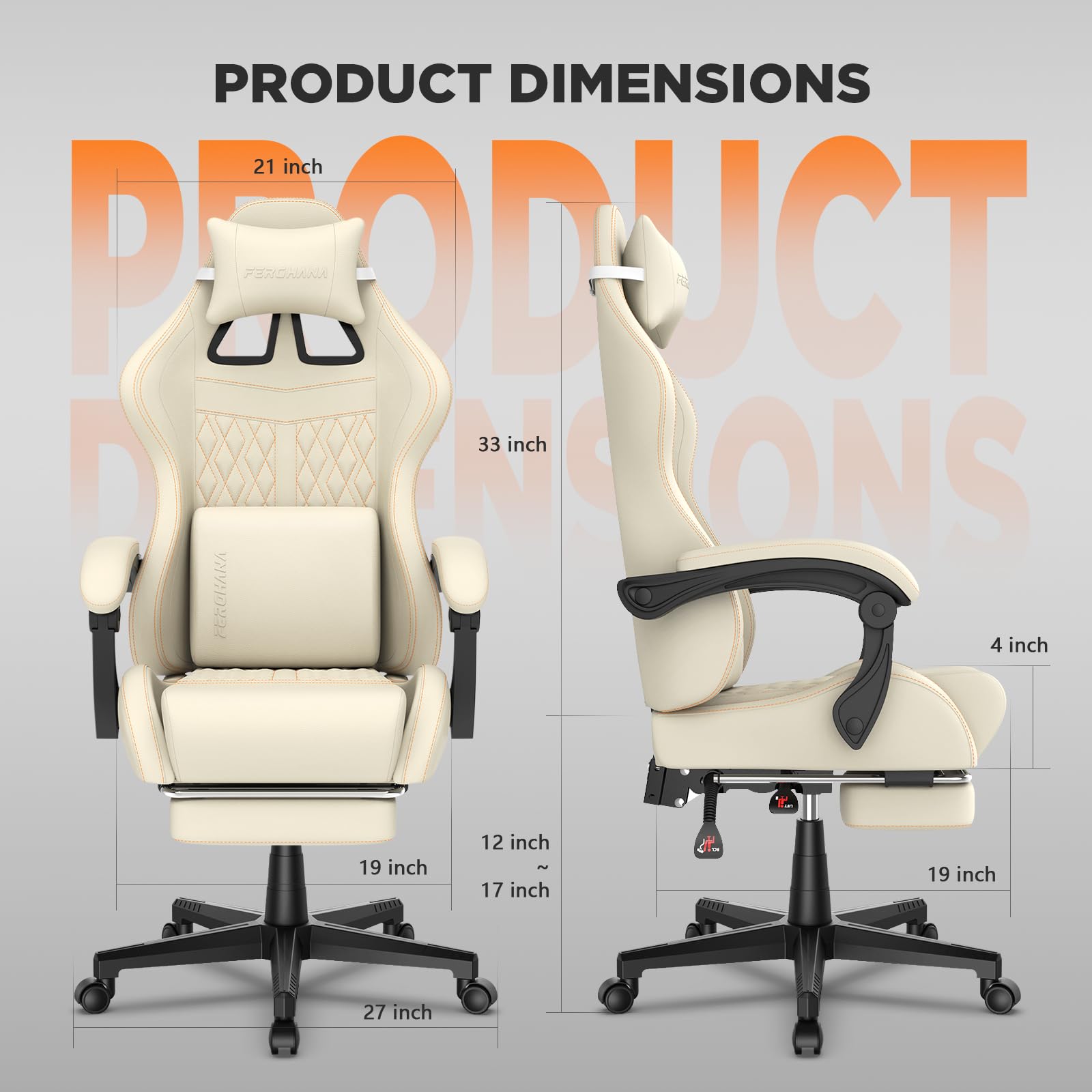 Vintage PU Leather Gaming Chair, Ergonomic Gamer Chair with Massage